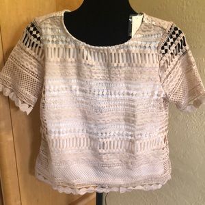 Fine lace blouse blush color M size